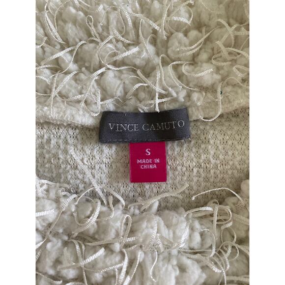 Vince Camuto Mock Neck Textured Fringe 3/4 Sleeve Cropped Sweater Sz S - Picture 9 of 12